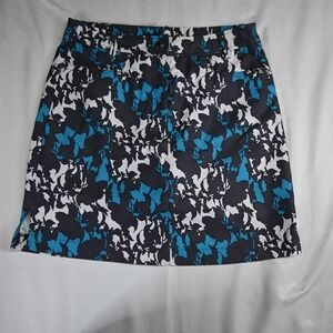 N'VO Womens 4 Gray Blue White Print Moisture Wicking Golf Birdie Sun Skort Skirt